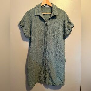 Abercrombie & Fitch Sage Green Textured Button-Through Shirt Dress Small Tall